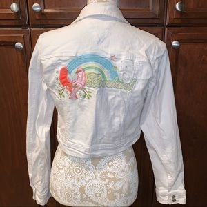 Tommy Hilfiger White denim Lovebirds crop jacket M